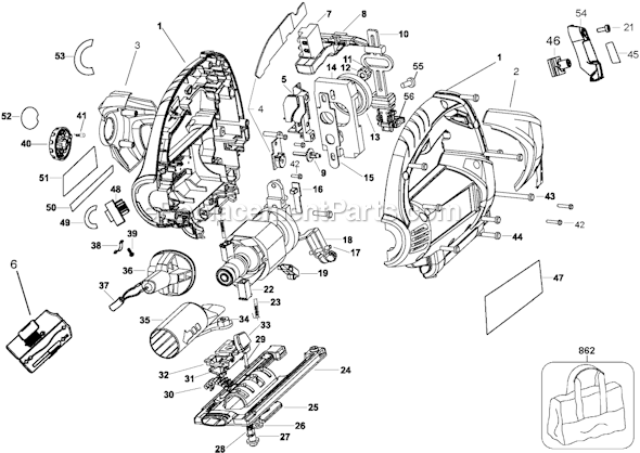 Page A Diagram and Parts List for JS680V Type 1 Black and Decker Jig Saw